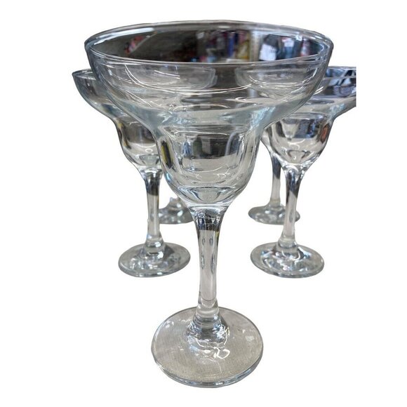 Margarita Goblets Tall Stems & Wide Rims Elegant Glass Beverage Drink Set 5 - Picture 3 of 4